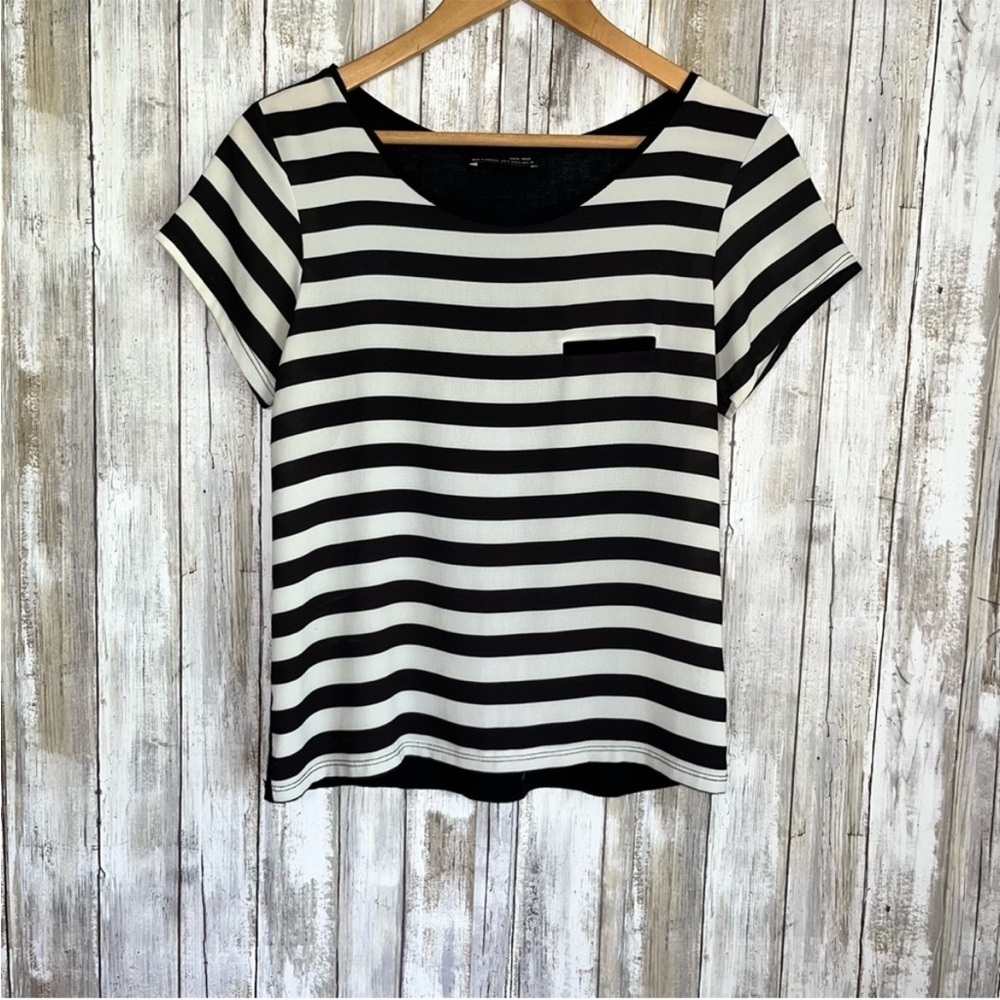 Zara White & Black Stripe Tee - Picture 1 of 4